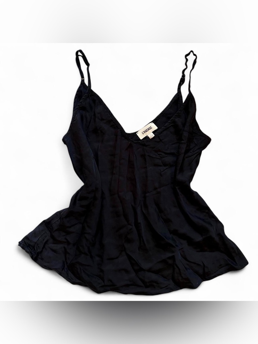 L'AGENCE Black Satin V-Neck Camisole
